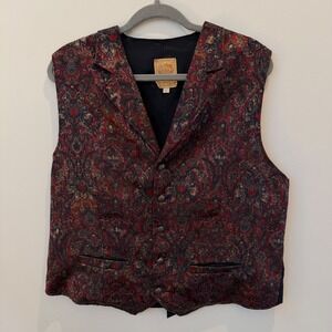 Vintage Wah Maker Frontier Clothing Mens Paisley Tapestry Vest Large Made in USA